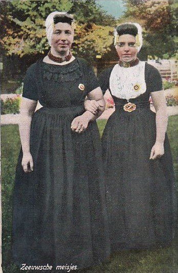 Netherlands Vissingen Zeeuwsche Meisjes Locals In Traditional Costume