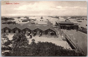 Harbour Ceylon Sri Lanka Busy Port and Indian Ocean Postcard