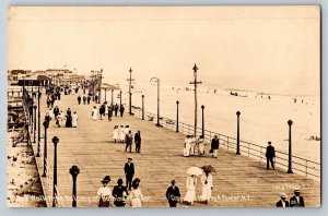 Postcard Board Walk View From Falcony of Bathing Pavilion,Long Beach View RRPC