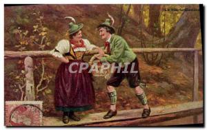 Old Postcard Upper Bavarian Folk Costume