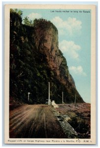 c1940's Rugged Cliff on Gaspe Highway Near Riviere A La Marthe PQ Postcard 