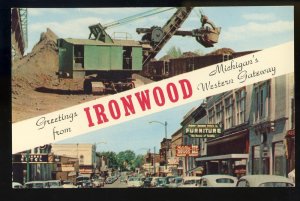 Ironwood, Michigan/MI Postcard, Downtown Scene, 1950's?