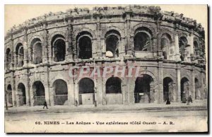 Postcard Old Nimes Les Arenes External View West Coast