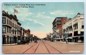 NORTH YAKIMA, WA Washington ~ STREET SCENE Yakima Avenue c1910s Postcard