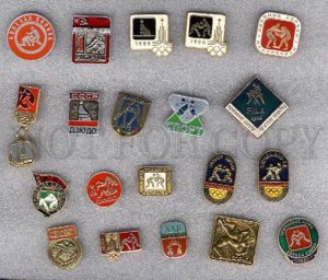000157 WRESTLING set 20 russian different pins #157