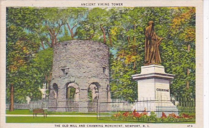 Rhode Island Newport Old Mill and Channing Monument Ancient Viking Tower 1945