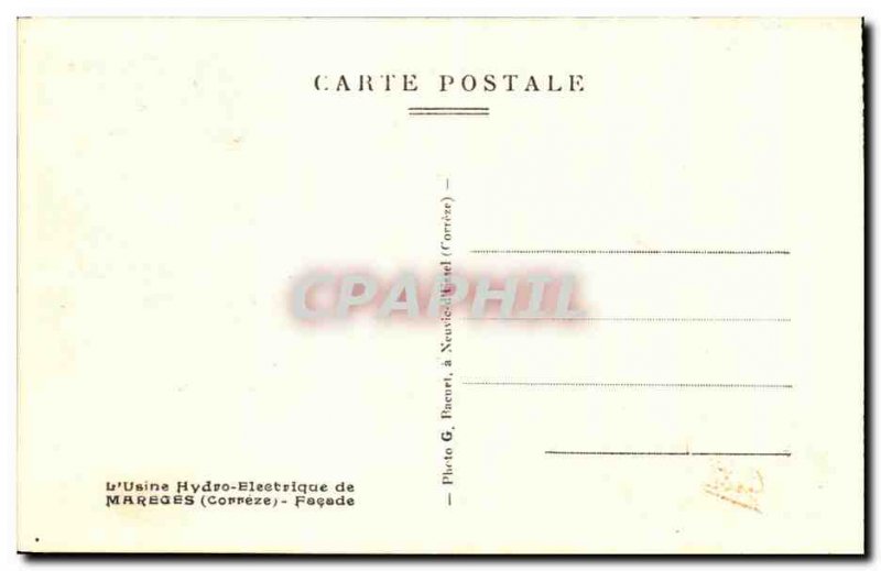 Old Postcard L & # 39Usine Hydro Electrique Mareges Facade