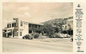 1940s Mariposa California Fremont Hotel Yosemite autos RPPC real photo 8097