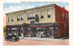 Postcard Schultz Building at South Broad Street in Penns Grove New Jersey~111454