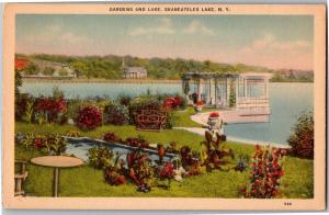 Gardens and Lake, Skaneateles Lake NY c1973 Vintage Postcard Q18