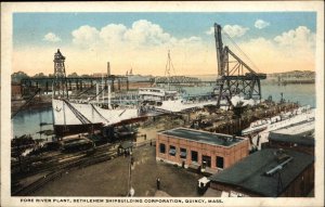 QUINCY MA Fore River Plant Bethlehem Shipbuilding Old Postcard