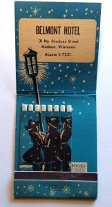 Christmas Seasons Greetings Belmont Hotel Madison Wisconsin FEATURE Matchbook