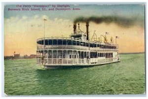 1911 The Ferry Davenport Between Rock Island IL And Davenport IA Posted Postcard