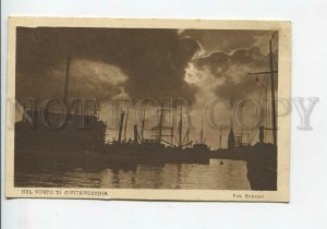 435920 Italy Civitavecchia port ships Soprani photo Moonlight Vintage postcard