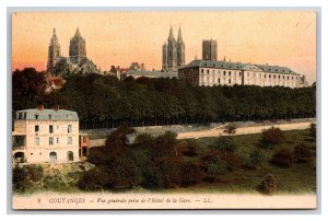 Cathedral View from Hotel de la Gare Coutances France UNP DB Postrcard P28