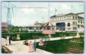 1911 OCEAN VIEW CASINO NEAR NORFOLK VIRGINIA GAZEBO AMERICAN FLAGS SWINGS RIDE