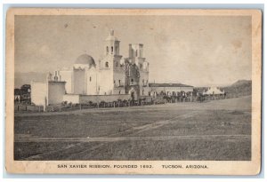 1922 San Xavier Mission Exterior Scene Founded 1692 Tucson Arizona AZ Postcard 