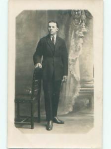 rppc 1920's Possible Gay Interest HANDSOME MAN IN SUIT AND TIE AC8505