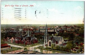 Postcard NE Lincoln Birds Eye View