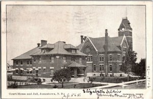 Court House and Jail, Jamestown ND c1906 Vintage Postcard V05