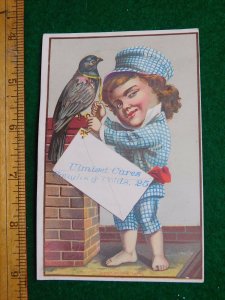 1870s-80s G A Hyne Ulmiest Cure Kid Next to Chimeny Victorian Trade Card F34