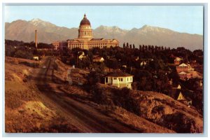 c1960's Utah State Capitol and Wasatch Mountains Salt Lake City UT Postcard