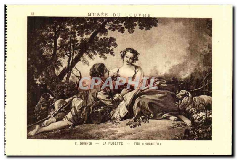 Old Postcard Boucher La Musette Louvre Museum Paris