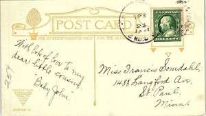 1912 MERRY CHRISTMAS VICTORIAN CHILD HOLLY ST PAUL MINNESOTA POSTCARD 41-184