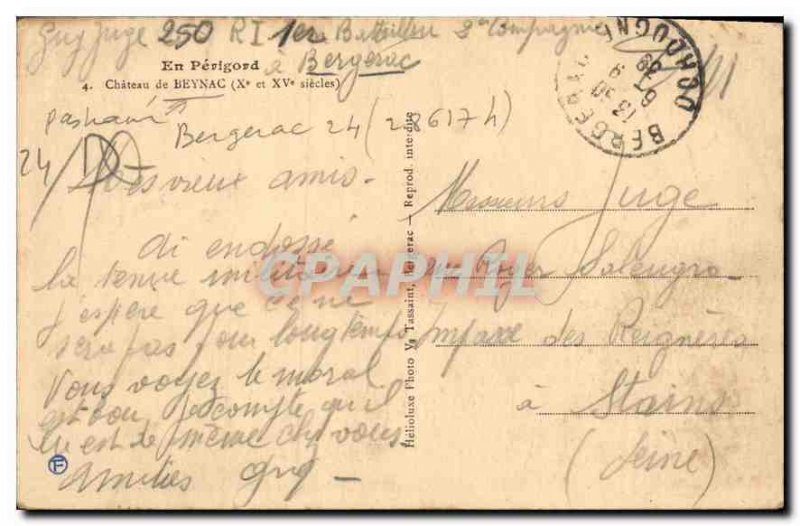 Old Postcard En Perigord Chateau de Beynac
