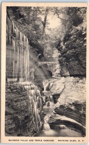Postcard - Rainbow Falls And Triple Cascade - Watkins Glen, New York