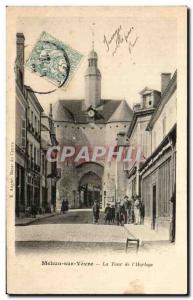 Old Postcard Mehun sur Yevre Tower of horologe Children