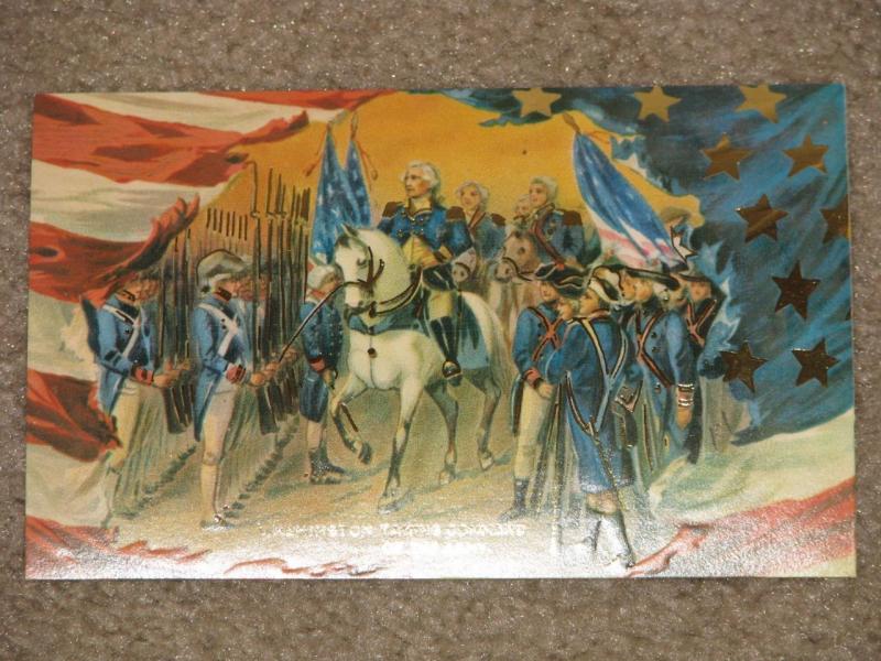 Washington Taking Command of the Army,  unused vintage card, by Merrimack Pub.