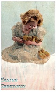 Easter  Girl holding chicks, Glitter Dress