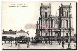 Old Postcard Vitry le Francois Marne The Cathedral and Place d'Armes