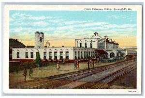 Springfield Missouri Postcard Frisco Passenger Station Rail 1957 Vintage Antique