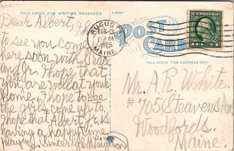 Two Lights By Night, Cape Elizabeth ME c1925 Vintage Postcard T60