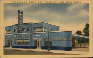 Fort Wayne Indiana IN Greyhound Union Bus Terminal Vintage Postcard