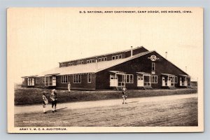 Army YMCA Auditorium Army Cantonment Camp Dodge Des Moines Iowa IA WWI Postcard