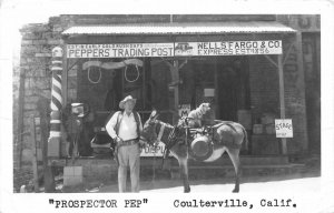 RPPC Prospector Pep Coulterville, CA Peppers Trading Post '50s Vintage Postcard