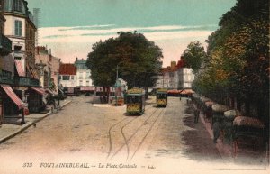 Vintage Postcard Fontainebleau La Place Centrale Shopping District France