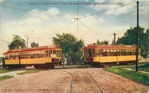 C-1910 Twin City Sight Seer Indian MoundsTrolley St Paul Minnesota Postcard 4774