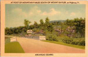 At Foot of Mountain South of Mt Gayler Hwy 71 Arkansas Ozarks Vtg Postcard E22