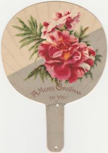 Victorian Die Cut Trade Card - Fan Shape - Merry Christmas to You