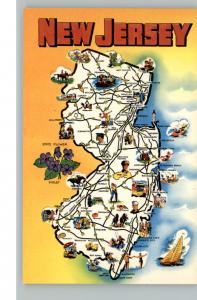 NJ State Map Postcard