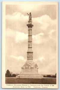 c1940 Yorktown Virginia VA Postcard Monument Commemorate Victory American Army