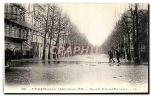 Old Postcard From Paris Floods Gateway Boulevard Haussmann