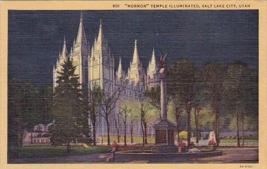 Mormon Temple Illuminated Salt Lake City Utah