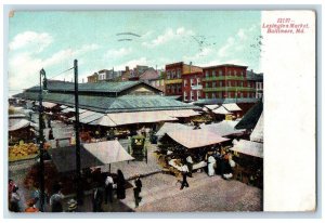 1908 Aerial View Lexington Market Baltimore Maryland MD Antique Vintage Postcard 