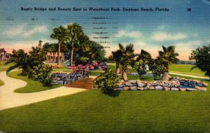 Florida Daytona Beach Waterfront Park Rustic Bridge and Beauty Spot 1946