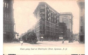 Train going East on Washington Street Syracuse, New York  